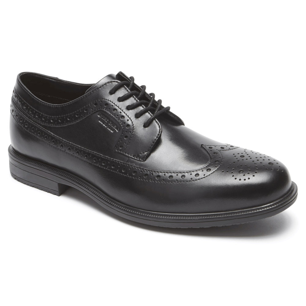 Rockport Mens Essential Details II Wingtip - Dress Shoes Black - UEV493287